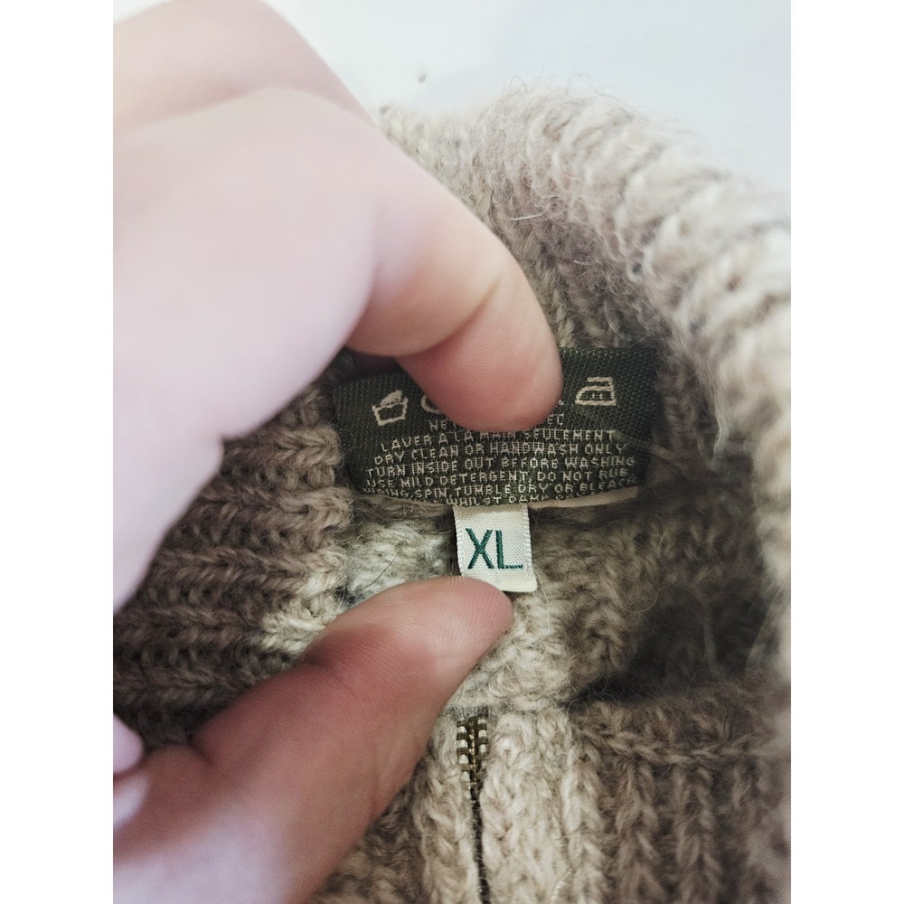 Carraig Donn Sweater Womens XL Beige Cable Knit 100% Wool Sweater Ireland Zip - Picture 6 of 9